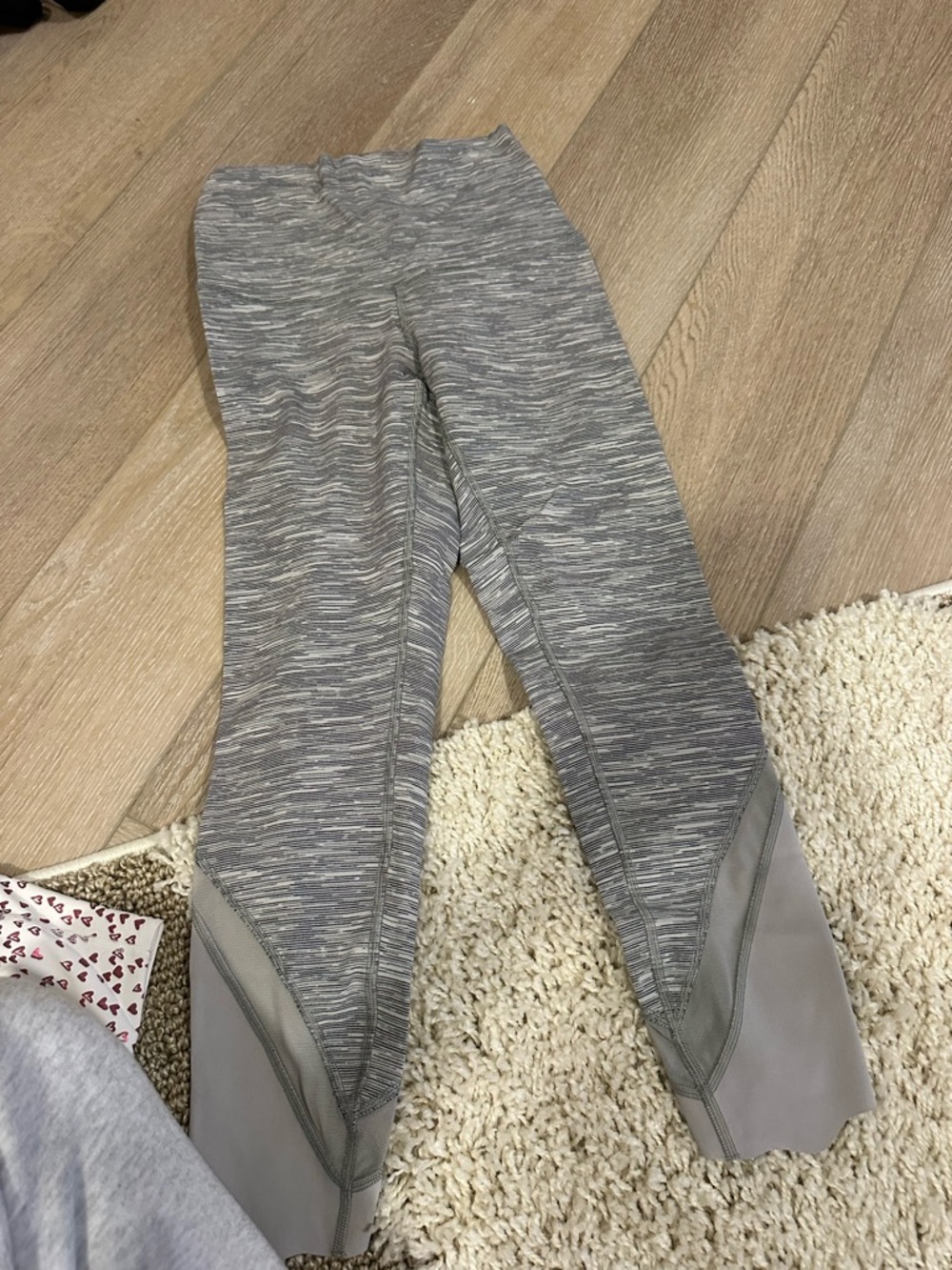 Lululemon Grey Leggings with Mesh Ankle Panels